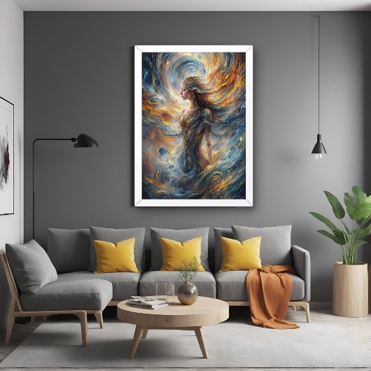 Abstraktes Porträt der ätherischen kosmischen Gött Poster