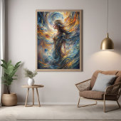 Abstraktes Porträt der ätherischen kosmischen Gött Poster