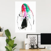 Abstraktes Porträt junger Frauen, Poster (Heimbüro)