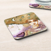 Abstraktes Porträt und hübsche Frau Getränkeuntersetzer (Linke Seite)