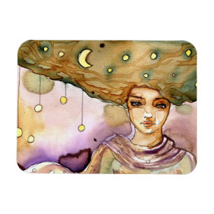 Abstraktes Porträt und hübsche Frau Magnet