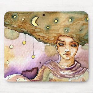 Abstraktes Porträt und hübsche Frau Mousepad