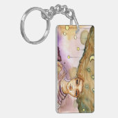 Abstraktes Porträt und hübsche Frau Schlüsselanhänger (Vorderseite links)