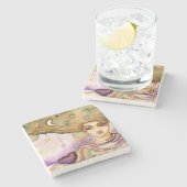 Abstraktes Porträt und hübsche Frau Steinuntersetzer (Seitenansicht)