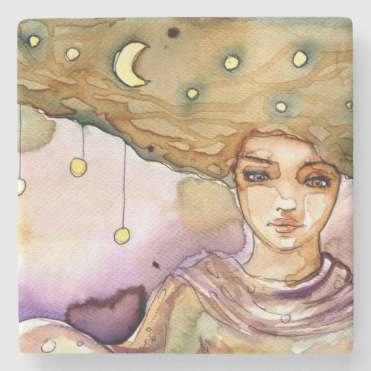 Abstraktes Porträt und hübsche Frau Steinuntersetzer (Vorderseite)