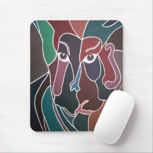 Abstraktes Porträtgemälde von Alfred Fox Mousepad