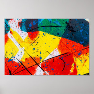 Abstraktes Poster - gelb, blau, orange