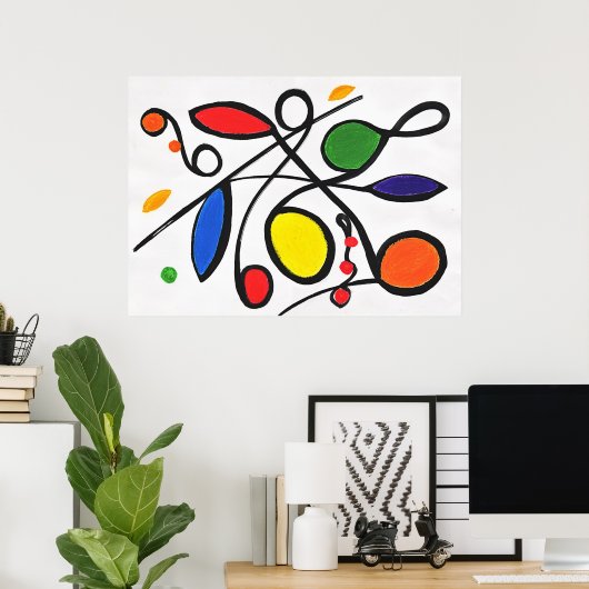 Abstraktes Poster in Primärfarben (Heimbüro)