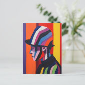 Abstraktes Profil mit Bowler Hat Postkarte (Stehend Vorderseite)