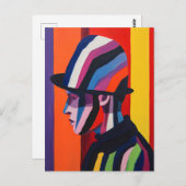 Abstraktes Profil mit Bowler Hat Postkarte (Vorne/Hinten)