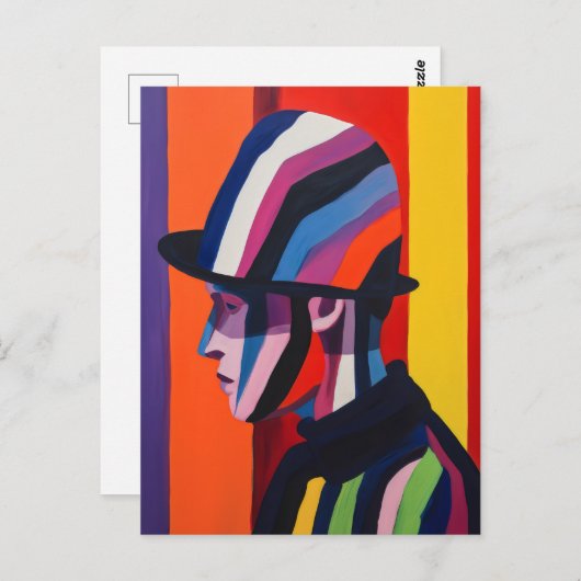 Abstraktes Profil mit Bowler Hat Postkarte (Vorne/Hinten)