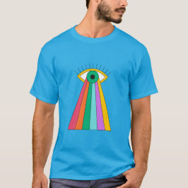 Abstraktes psychedelisches Auge mit Regenbogen T-Shirt