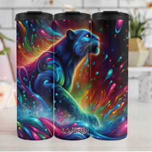 Abstraktes psychedelisches Panther in Colors Thermosbecher