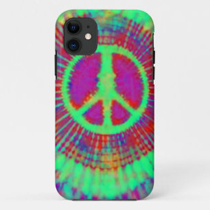 Abstraktes psychedelisches Tie-Dye-Friedenszeichen iPhone 11 Hülle