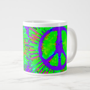 Abstraktes psychedelisches Tie-Dye-Friedenszeichen Jumbo-Tasse