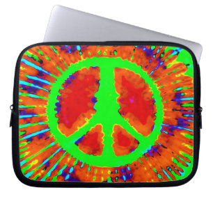 Abstraktes psychedelisches Tie-Dye-Friedenszeichen Laptopschutzhülle
