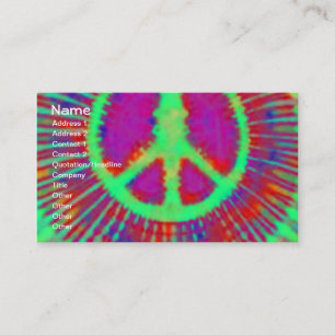 Abstraktes psychedelisches Tie-Dye-Friedenszeichen Visitenkarte