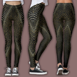 Abstraktes Punkte-Muster | Schwarz-gelbes Halbtonr Leggings