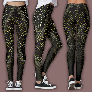 Abstraktes Punkte-Muster Schwarz-gelbes Halbtonr Leggings
