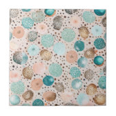 Abstraktes Punktmuster in Türkis, Rosa Fliese (Vorderseite)