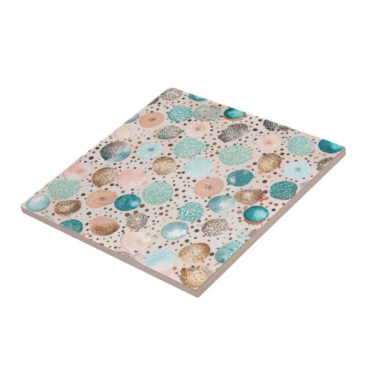 Abstraktes Punktmuster in Türkis, Rosa Fliese (Seite)