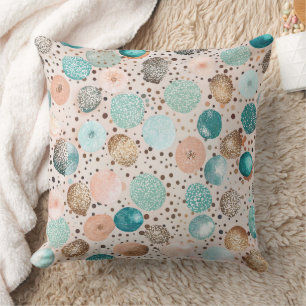 Abstraktes Punktmuster in Türkis, Rosa Kissen
