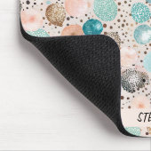 Abstraktes Punktmuster in Türkis, Rosa Mousepad (Ecke)
