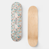 Abstraktes Punktmuster in Türkis, Rosa Skateboard (Vorderseite)