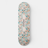 Abstraktes Punktmuster in Türkis, Rosa Skateboard (Vorderseite)