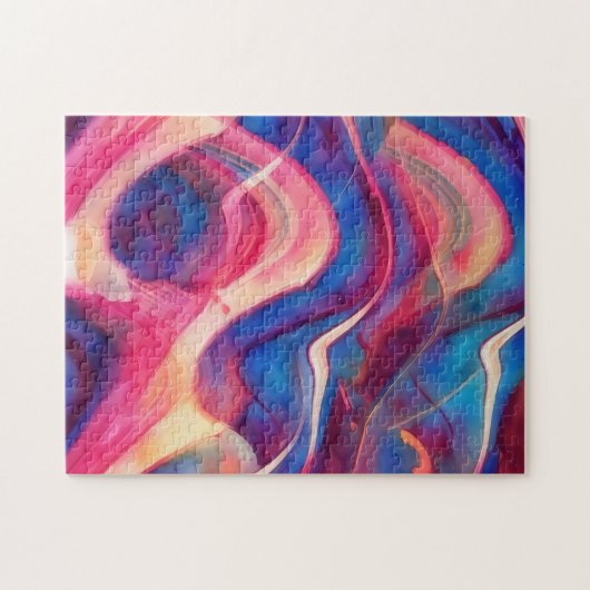 Abstraktes Puzzle in Blau und Rosa (Horizontal)