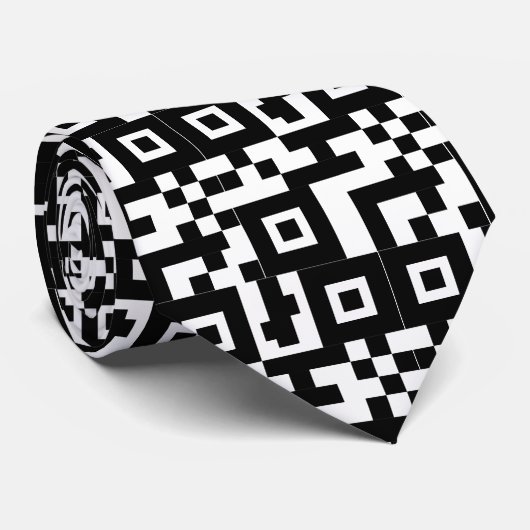 Abstraktes QR-Code-Mashup-Muster Krawatte (Gerollt)