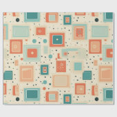 Abstraktes Quadrat im Mittelmeerblau-Orange-Stil d Geschenkpapier (Flach)