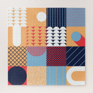 Abstraktes quadratisches Kunstwerk: geometrisches Puzzle