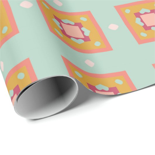 Abstraktes quadratisches Muster Geschenkpapier (Rolleneckpunkt)