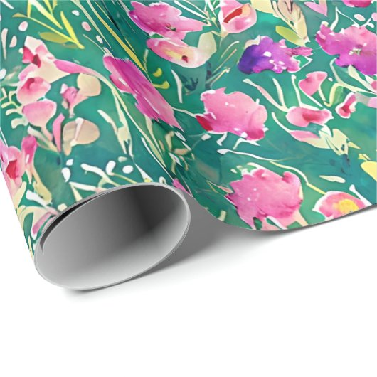 Abstraktes Quellwasser-Blume Muster Geschenkpapier (Rolleneckpunkt)