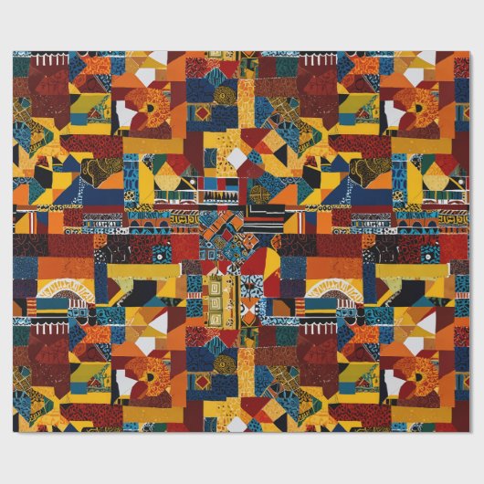 Abstraktes Quilt Patchwork-Geschenk für Afrikanisc Geschenkpapier (Flach)