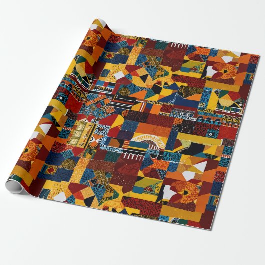 Abstraktes Quilt Patchwork-Geschenk für Afrikanisc Geschenkpapier (Ungerollt)