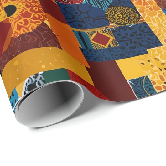 Abstraktes Quilt Patchwork-Geschenk für Afrikanisc Geschenkpapier (Rolleneckpunkt)