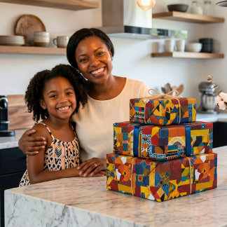 Abstraktes Quilt Patchwork-Geschenk für Afrikanisc Geschenkpapier
