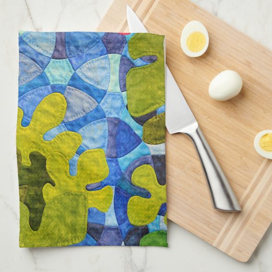 Abstraktes Quiltmuster Geschirrtuch (Viertel Falte)