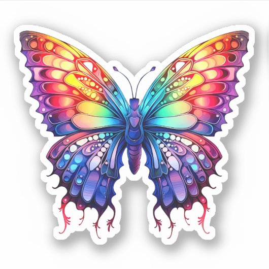 Abstraktes Rainbow Butterfly Wasserfarbenspiel Aufkleber (Vorderseite)