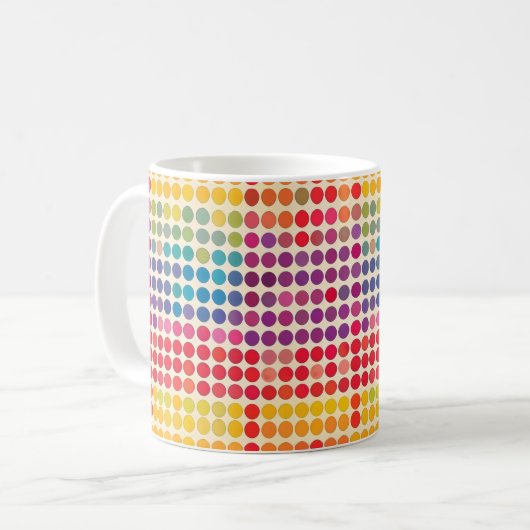 Abstraktes Rainbow Dot Muster Kaffeetasse (Vorderseite Links)