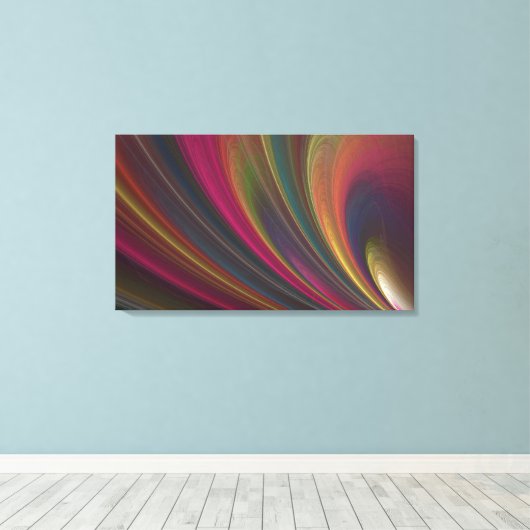 Abstraktes Rainbow Fraktal Wrapped Canvas Print Leinwanddruck (Insitu (Holzboden))