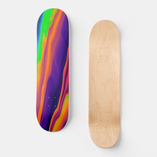 Abstraktes Rainbow-Holografisches Iridescent-Muste Skateboard (Vorderseite)