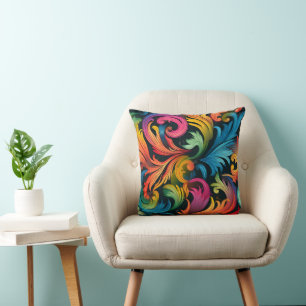 Abstraktes Rainbow Leaf Muster Kissen