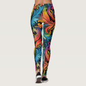 Abstraktes Rainbow Leaf Muster Leggings (Rückseite)