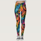 Abstraktes Rainbow Leaf Muster Leggings (Vorderseite)