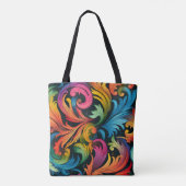 Abstraktes Rainbow Leaf Muster Tasche (Rückseite)