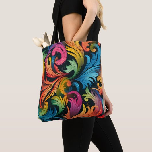 Abstraktes Rainbow Leaf Muster Tasche (Von Nahem)