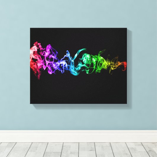 Abstraktes Rauchen - Ein Regenbogen im Dunkeln Ca Leinwanddruck (Insitu (Holzboden))